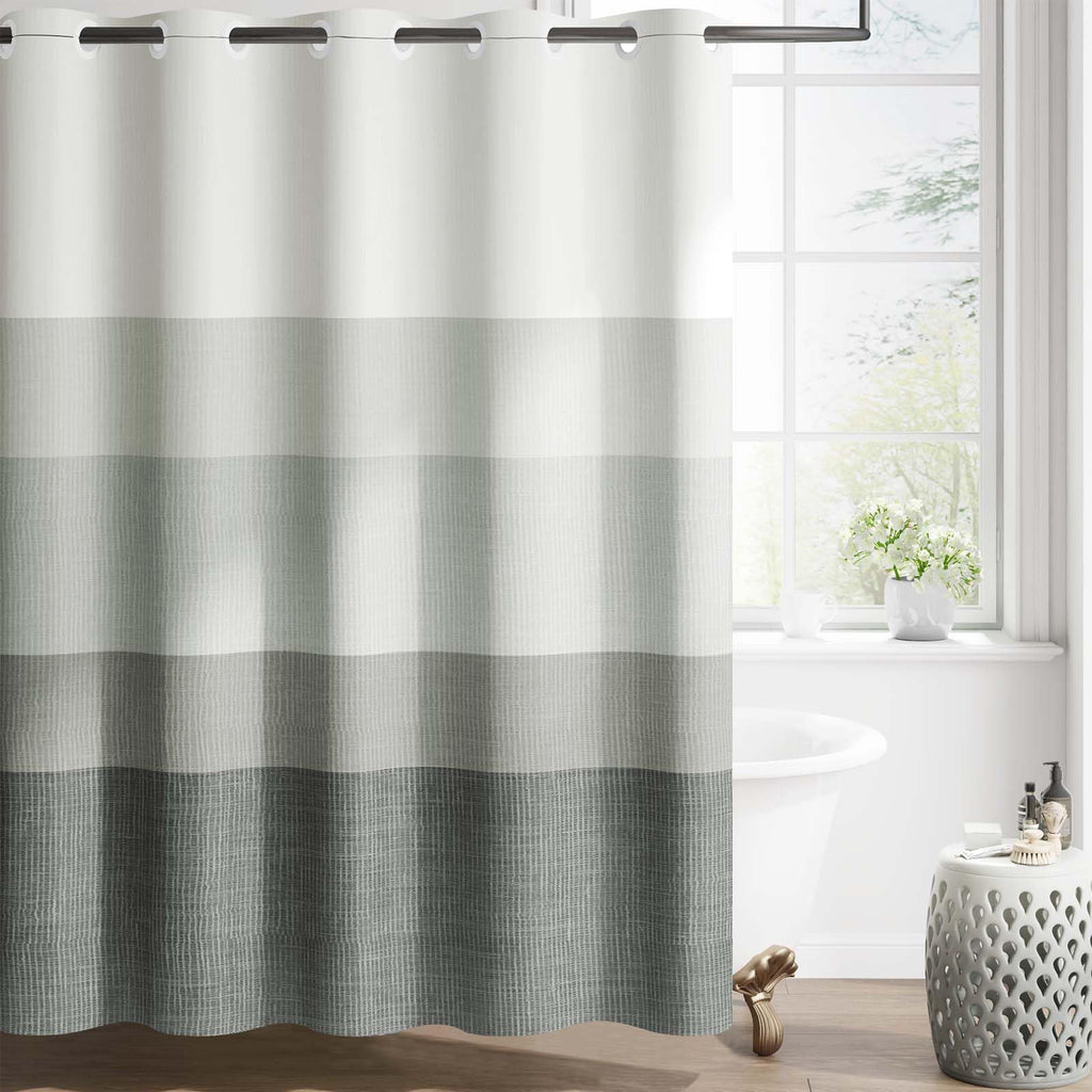 jinchan Ombre Ocean Blue Shower Curtain for Bathroom 70x72 Inch 12 Hooks