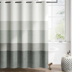 jinchan Ombre Ocean Blue Shower Curtain for Bathroom 70x72 Inch 12 Hooks