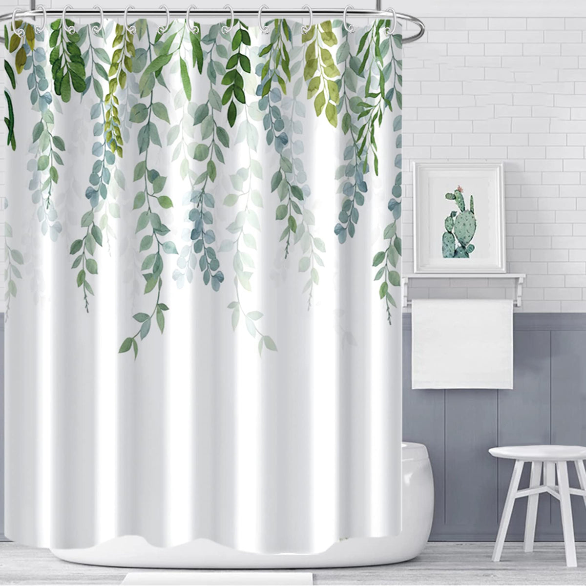 AWERT Blue Marble Shower Curtain - Waterproof for Bathroom Decor, Printed Washable With Hooks, 72x72 Inch