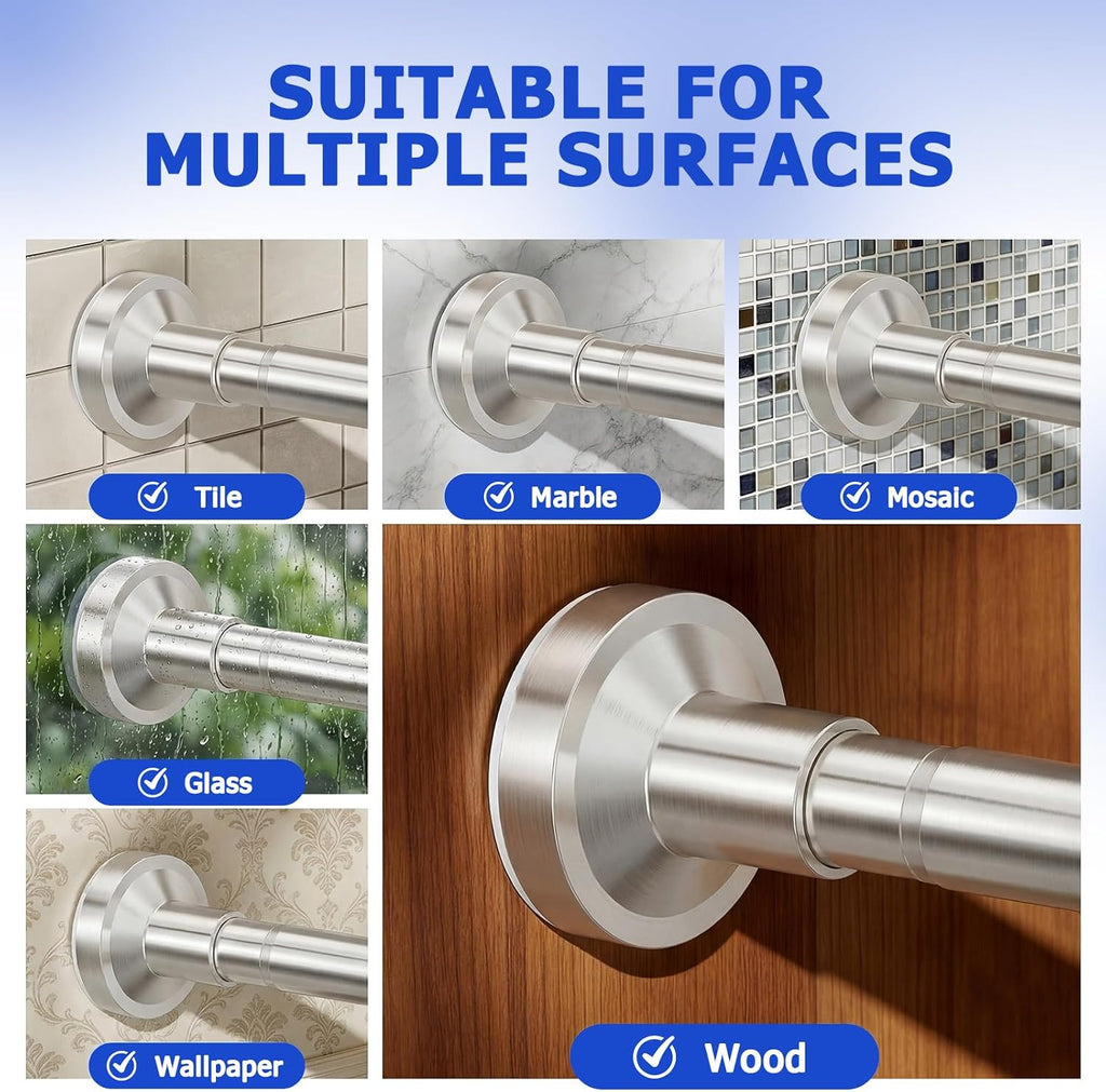Shower Curtain Rod, No Drilling Adjustable 32-75 Inches Spring Tension Rods