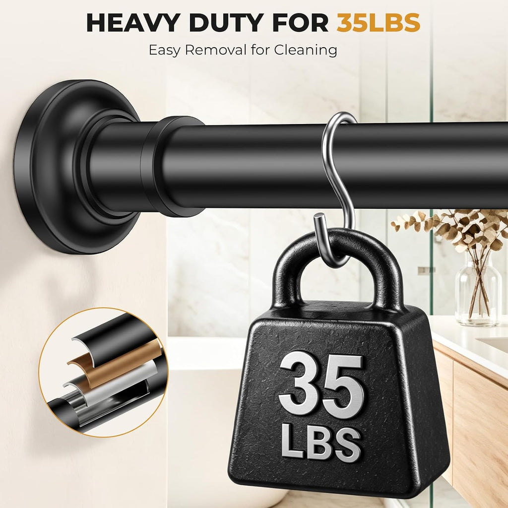 Black Long Curtain Rod Tension Shower Curtain Rods 30 to 120 inch