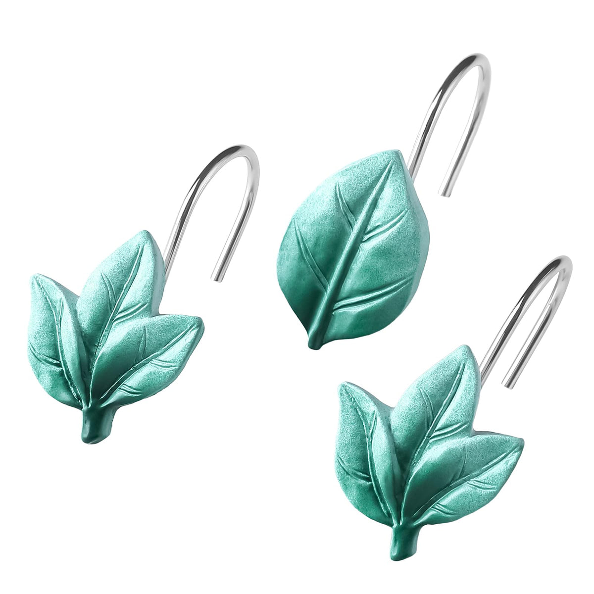SageGreen Plant Leaf Shower Curtain Hooks,Eucalyptus Bathroom Decor,12PCS
