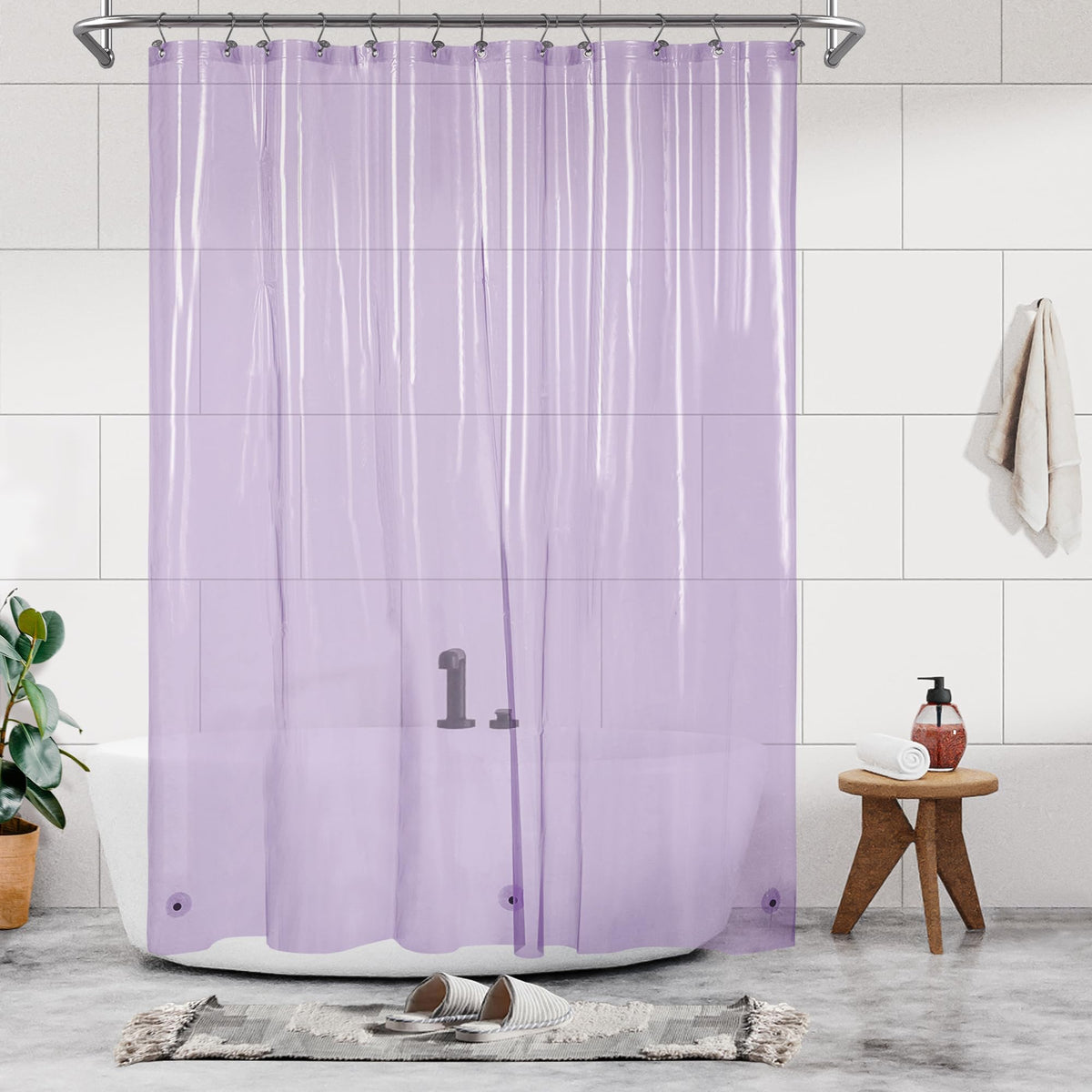 Barossa Design 48 inch Wide Stall Shower Curtain Liner with Magnets, Clear