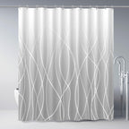 Striped Shower Curtain for Bathroom, Grey White, 72" W x 72" L