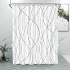 Striped Shower Curtain for Bathroom, Grey White, 72" W x 72" L