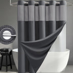 Dynamene Ringless Waffle Weave Fabric Shower Curtain Set, Black, 72"x75"