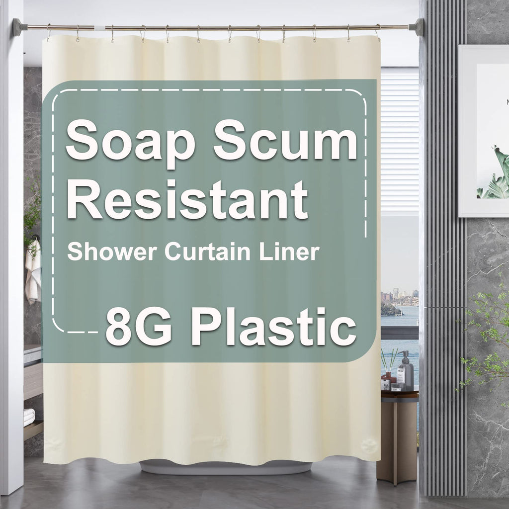 AmazerBath Black Shower Curtain Liner Plastic, Thick PEVA Shower Curtain Black, Dark Shower Liner Heavy Duty 8G, Black Bathroom Curtain Waterproof with 3 Weighted Stones and 12 Grommets, 72x72 Inches