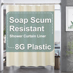 AmazerBath Black Shower Curtain Liner Plastic, Thick PEVA Shower Curtain Black, Dark Shower Liner Heavy Duty 8G, Black Bathroom Curtain Waterproof with 3 Weighted Stones and 12 Grommets, 72x72 Inches