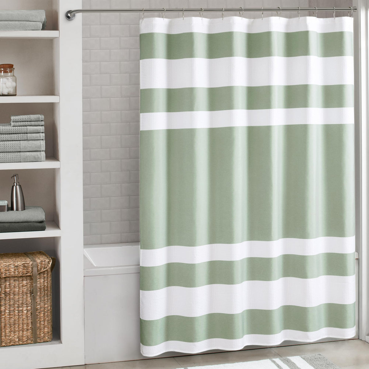 Madison Park Spa Waffle Shower Curtain for Bathroom, 72 x 72, Grey