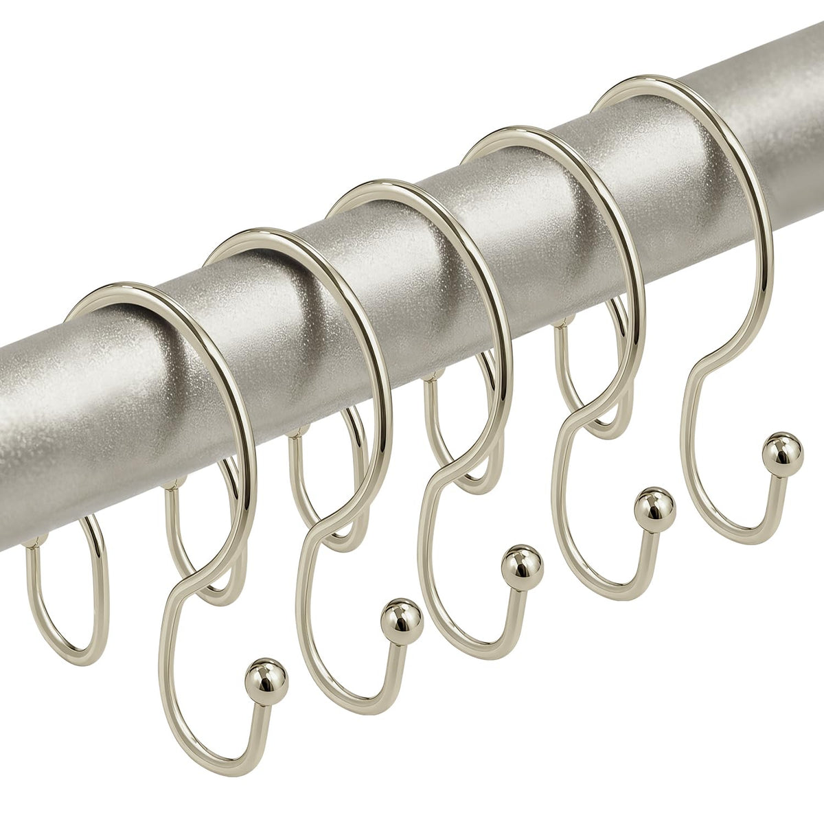 Shower Curtain Hooks Rings - ELWEY Double Shower Curtain Hooks Rust Proof