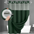 No Hook Shower Curtain with Liner Set Hotel Waffle Curtain White 72W X 75L
