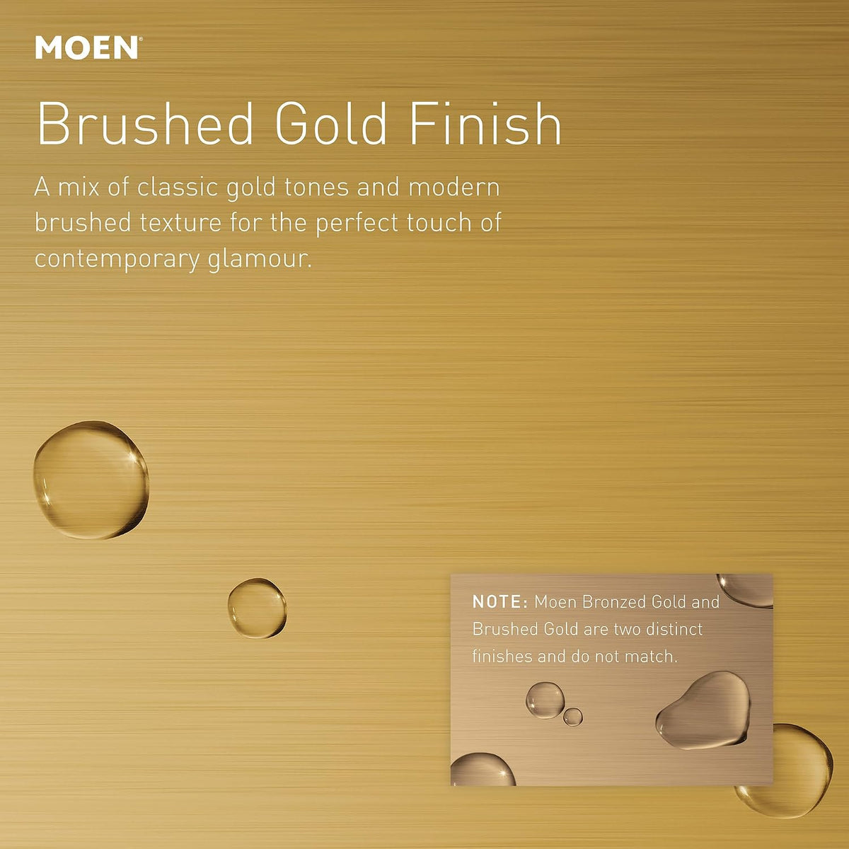 Moen TR1000BG 44-Inch to 72-Inch Adjustable Tension Mounted Straight Shower Curtain Rod, No Drilling Required, Brushed Gold Finish, Fits Standard Bathtubs