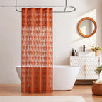 TUDECO Lace Brown Shower Curtain with Attached Valance, 72 x 72 Inch