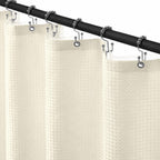 Siiluminisoy Shower Curtain with Liner, 3 in 1 Waffle Shower Curtain Set with 12 Metal Hooks, Waterproof, Machine Washable, Luxury Fabric Shower Curtains for Bathroom, White, 72" W x 72" H