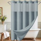WONICY Hook-Free Shower Curtain with Snap-in Liner, Cream, 71 x 74