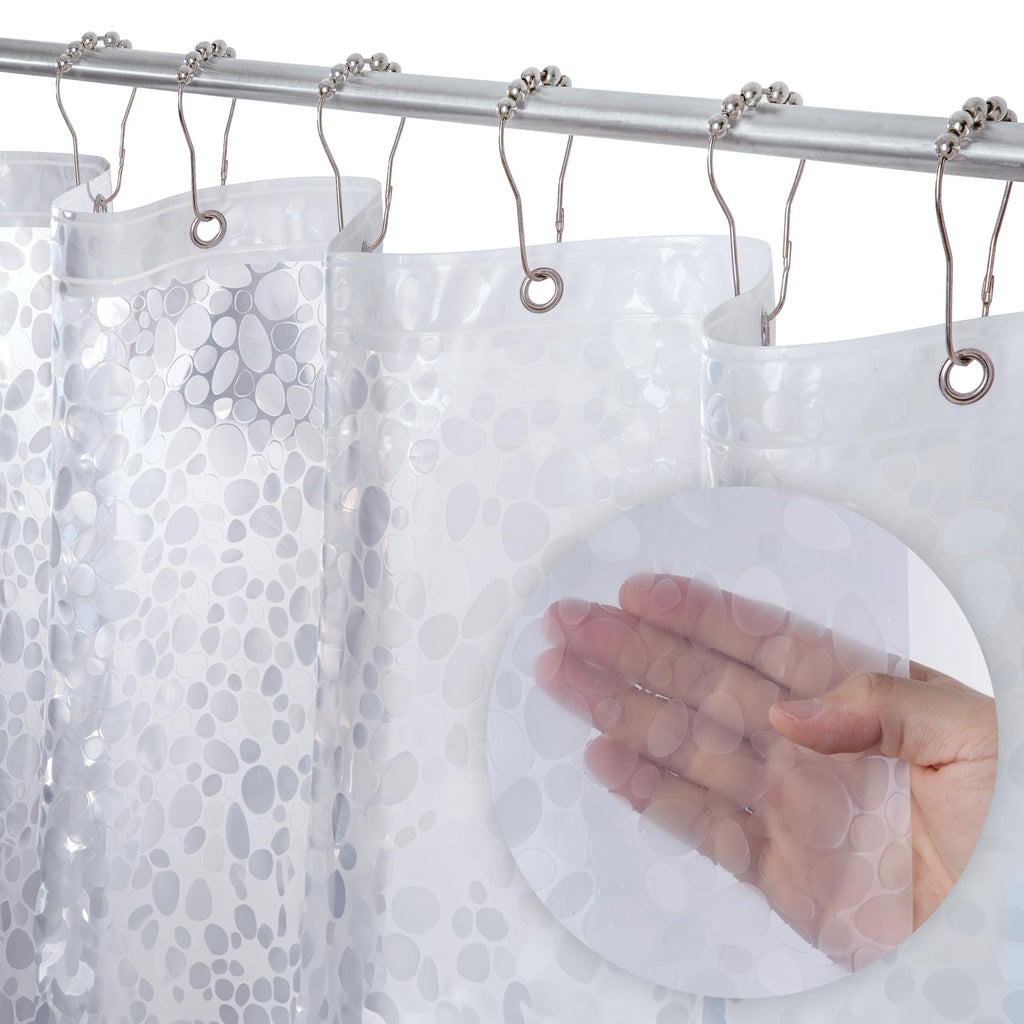 LiBa White Fabric Shower Curtain 72x72 Waterproof Heavy Duty Liner