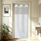 256GSM Heavyweight Ringless Waffle Shower Curtain with Liner, 71x74, White
