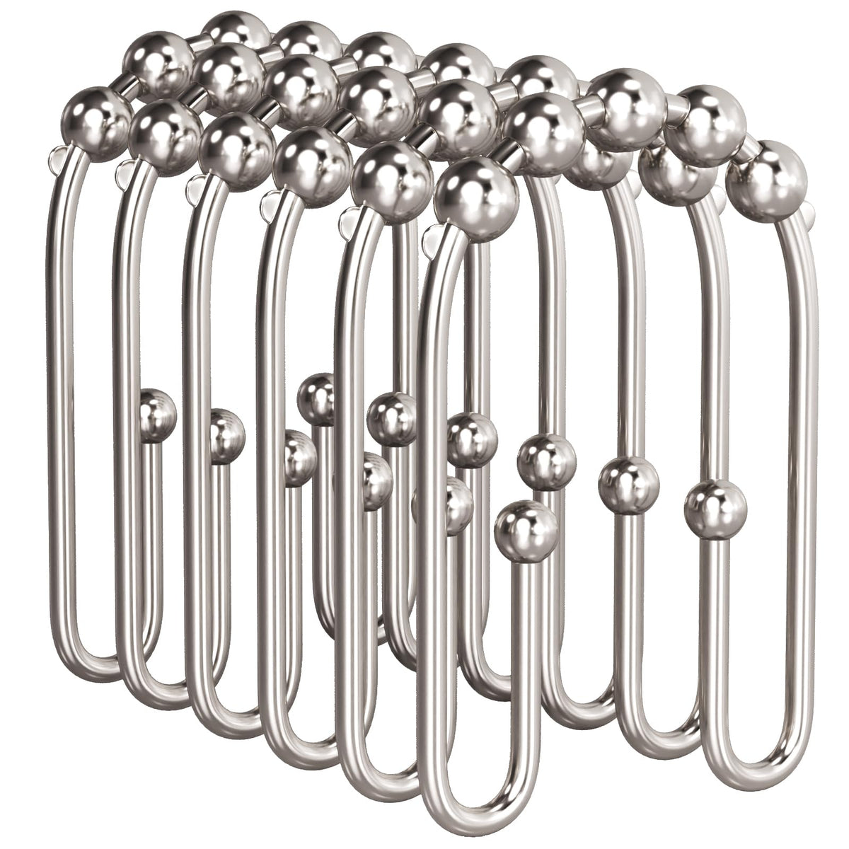 AmazerBath Shower Curtain Hooks, Gold Shower Curtain Hooks Rust Proof, Non-Slip Simple Double Hook Shower Curtain Hooks for Shower Curtain, Sturdy Shower Curtain Rings, 12Pcs