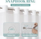 eachope No Hook Waffle Shower Curtain with Snap-in Liner, 71x74 Inch, White