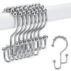 Shower Curtain Rings, SUTINE Double Shower Curtain Hooks, Rust-Resistant Stainless Steel Shower Curtain Rings, Easy Sliding Metal Shower Hooks for Shower Curtains & Liners, 12pcs-Matte Nickel