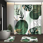 Bathroom Sets with Shower Curtain and Rugs, Set of 4 Geometric Boho