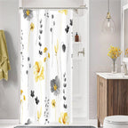 Gibelle Blue Yellow Watercolor Floral Fabric Shower Curtain, 72x72