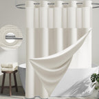 Dynamene Ringless Waffle Weave Fabric Shower Curtain Set, Black, 72"x75"