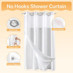 River Dream Cotton Blend Fabric Shower Curtain Set with Liner, White, 54x80