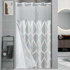 Yiatn Gray Ringless Shower Curtain with Snap-in Liner, 71 x 74 Inch