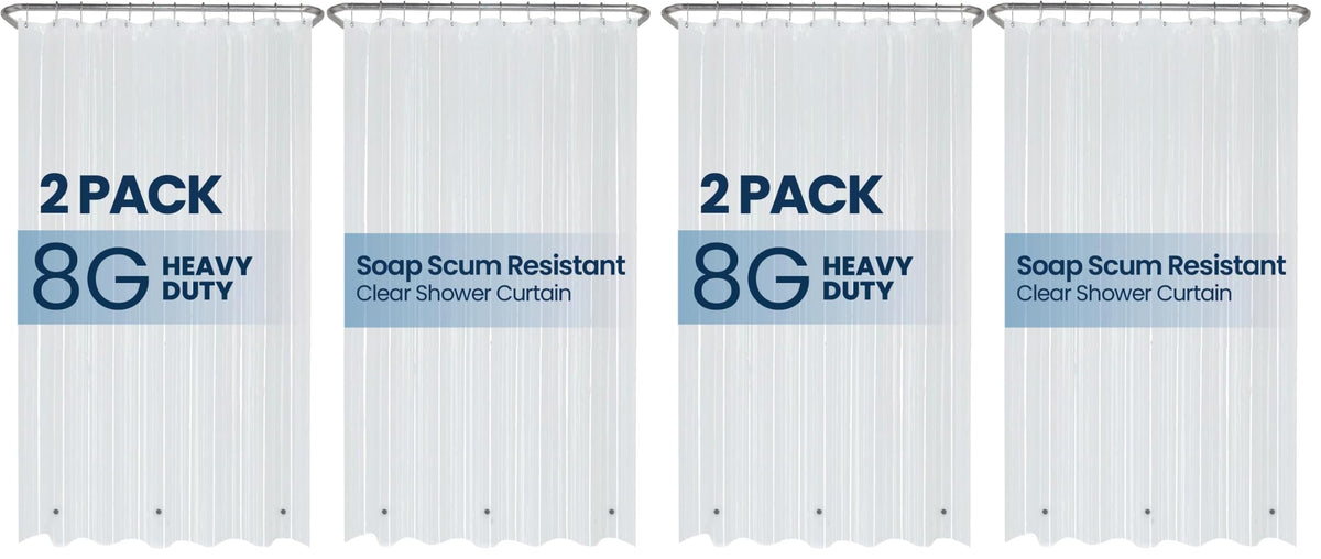 LiBa Shower Curtain PEVA 8G, 72x72 Inch Clear Pebbles with Magnets