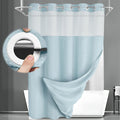 No Hook Shower Curtain with Liner Set Hotel Waffle Curtain White 72W X 75L