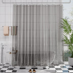 AmazerBath Black Shower Curtain Liner Plastic, Thick PEVA Shower Curtain Black, Dark Shower Liner Heavy Duty 8G, Black Bathroom Curtain Waterproof with 3 Weighted Stones and 12 Grommets, 72x72 Inches