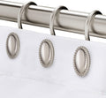 Brushed Nickel Shower Curtain Hooks, 12Pcs Heavy Duty Rustproof