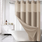 BTTN Cream Ringless Linen Textured Shower Curtain with Snap in Liner, 72x75