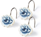 Zahari Home Rose Vine Shower Hooks Set - Curtain Rings with Unique Design - 12 Resin Hooks for Customizing Your Shower Space
