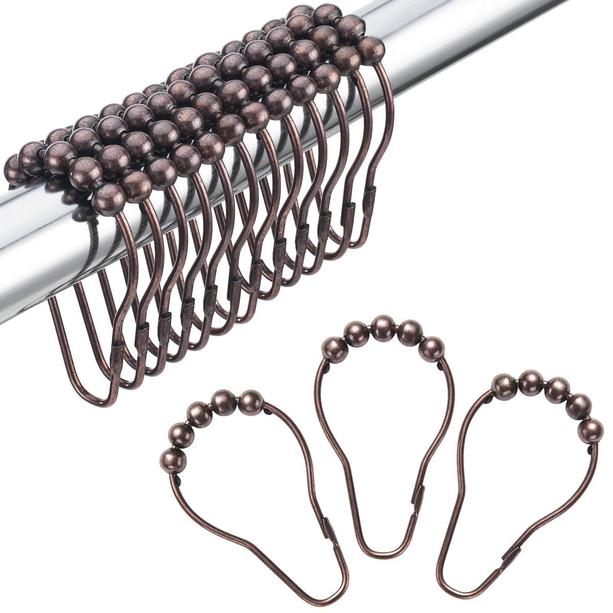 Amazer Decorative Shower Curtain Hooks, Shower Curtain Hooks Rust Proof Stainless Steel Shower Curtain Hooks, Shower Hooks for Shower Curtain Bathroom 12PCS, Matte Nickel