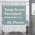 AmazerBath Black Shower Curtain Liner Plastic, Thick PEVA Shower Curtain Black, Dark Shower Liner Heavy Duty 8G, Black Bathroom Curtain Waterproof with 3 Weighted Stones and 12 Grommets, 72x72 Inches