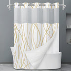 LXBNI Ringless Shower Curtain with Snap-in Liner, Gray White, 71 x 74 Inch
