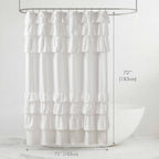 Madison Park Grace Ruffle Shower Curtain for Bathroom, 72"x 72", White