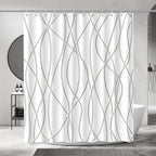 Striped Shower Curtain for Bathroom, Grey White, 72" W x 72" L