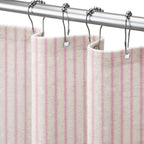 Farmhouse Striped Shower Curtain Taupe Vintage Linen Curtain 72"W X 72"L