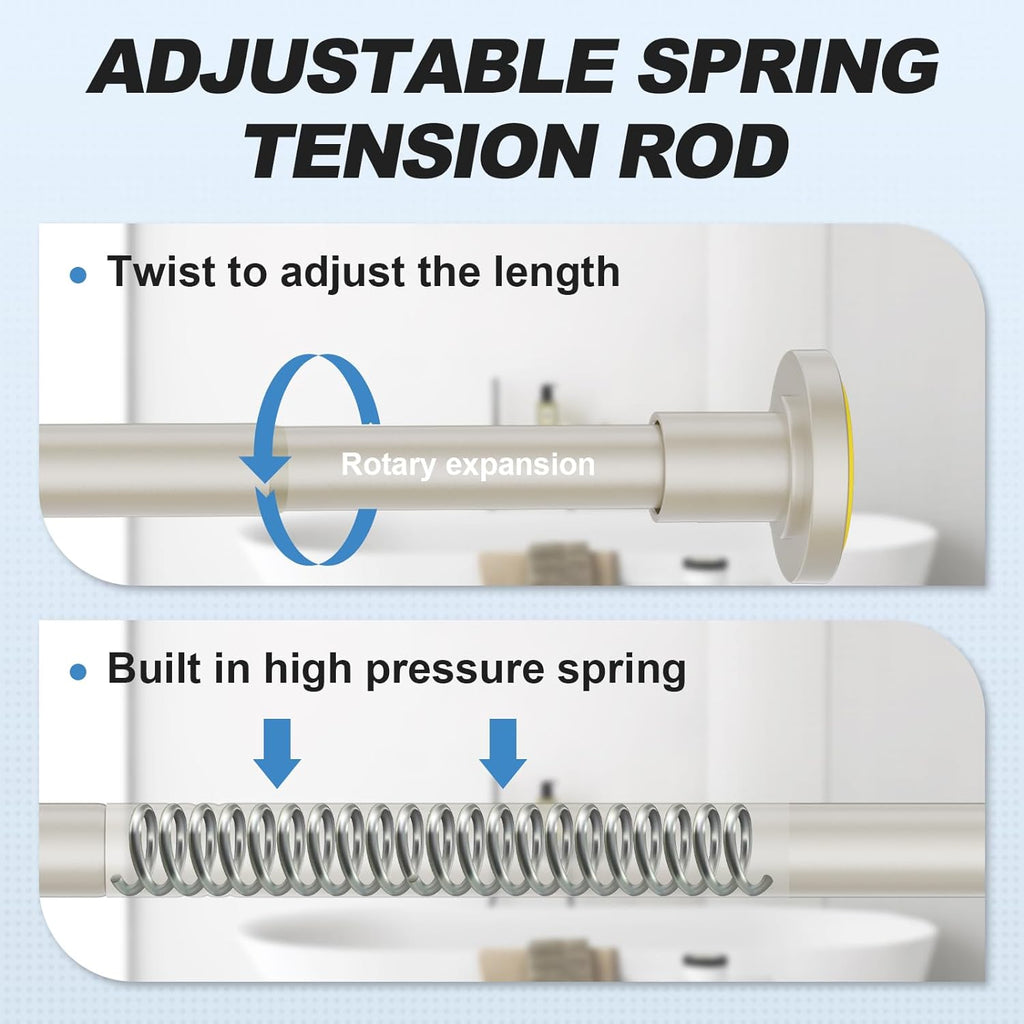 CorkLatta Brushed Nickel Shower Curtain Rod 31 to 80 Inch,1 Inch Diameter Adjustable Spring Tension Stainless Steel Telescoping Rod,Easy Install,No Rust