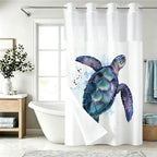 Nautical Green Sea Turtles Beach Theme Fabric Shower Curtain Sets Bathroom Blue Ocean Decor with Grommets and Hooks - 72 x 72 Inch Teal