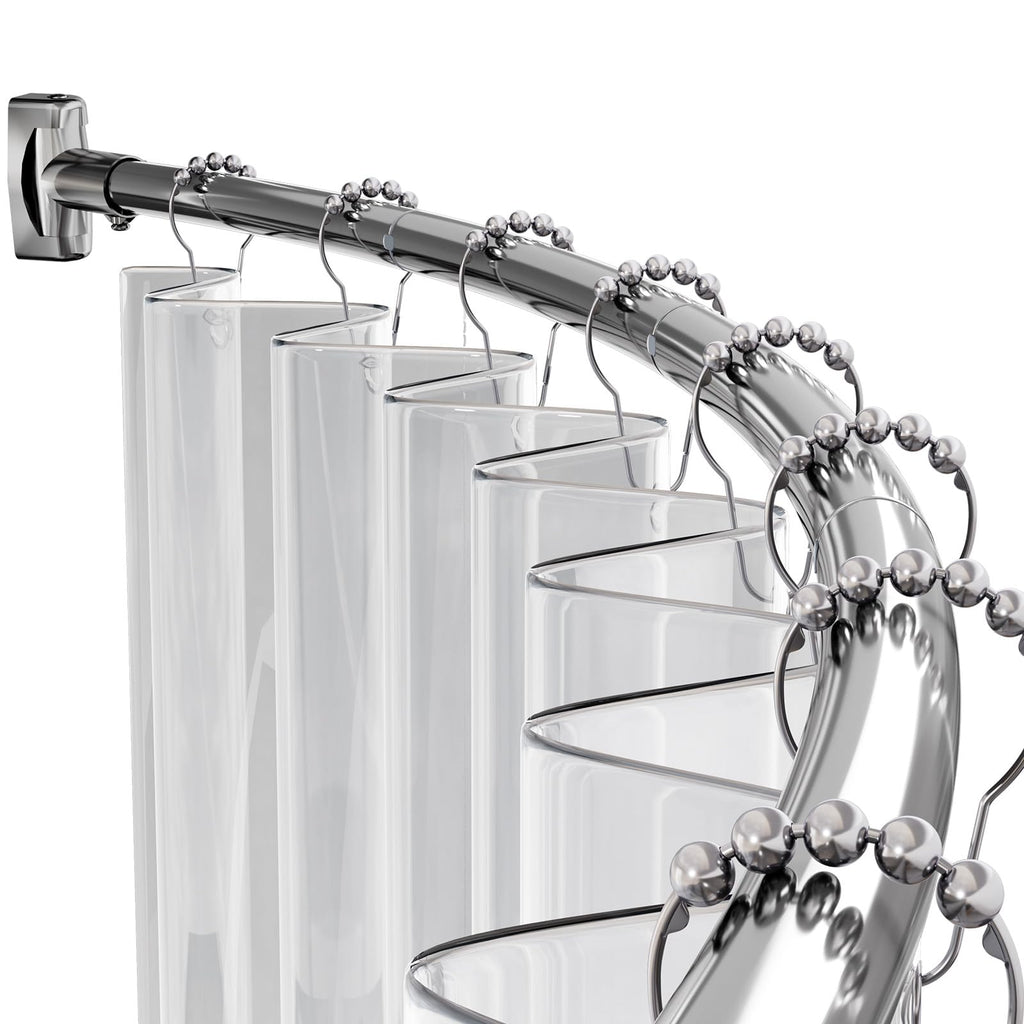 AmazerBath 20-84 Inches Arched Curved Shower Curtain Rod, Heavy Duty Shower Rod Rust Proof Bathroom Curtain Rod, Adjustable Telescoping Design Easy Segmented Installation, Need to Drill, Nickel
