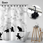 Sunlit Fashion Design Cute Paw Print Polished Shower Curtain Hooks for Dog Cat and Bear, Rust Proof Oil Metal Shower Curtain Rings, Black-12 Pack
