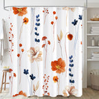 Gibelle Blue Yellow Watercolor Floral Fabric Shower Curtain, 72x72