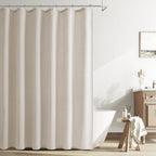 Naturoom Linen Shower Curtain 72 Inch Long for Bathroom Beige 1 Panel