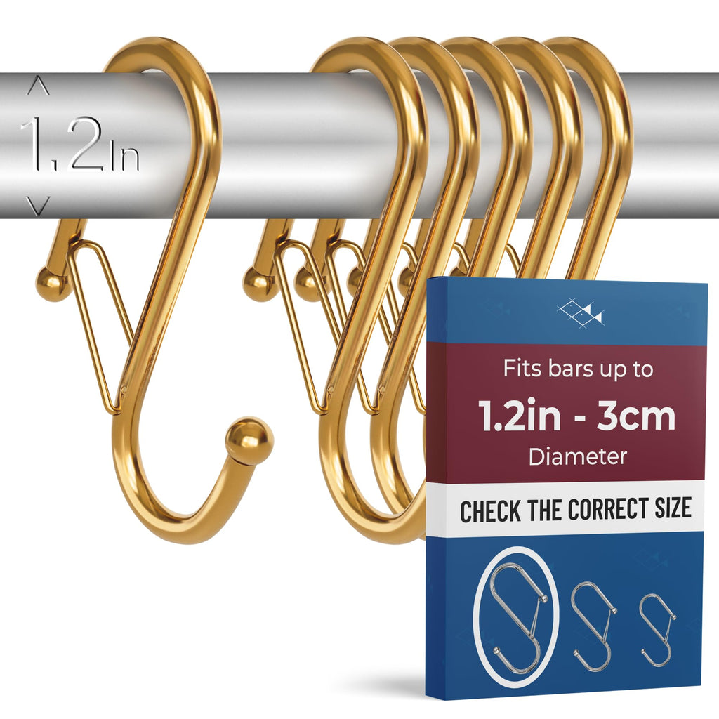 12 Metal Shower Curtain Hooks, Rust-Proof Decorative C-Shaped Curtain Hooks for Bathroom, Chrome Shower Curtain Rings, Fits Rods Up to 1 Inch (C, Silver)