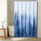 ORTIGIA Dark Green Misty Forest Shower Curtain for Bathroom, Nature Woodland Shower Curtain Set with Hooks, Decorative Pine Tree Fog Magic Bath Curtain for Home, Waterproof Fabric, Weighted, 72x72