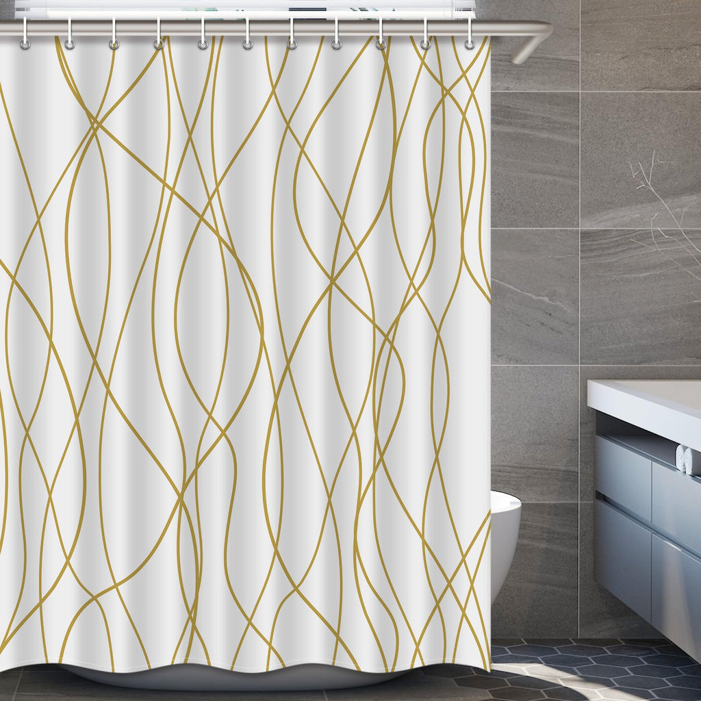 Striped Shower Curtain for Bathroom, Grey White, 72" W x 72" L